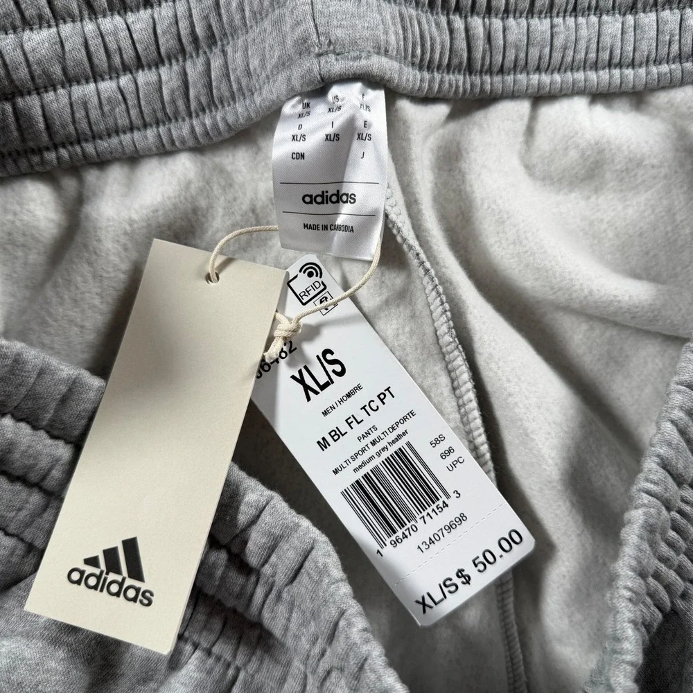 Adidas Fleece Tapered Joggers Grey NEW mens XL/S athletic sweatpants cozy casual